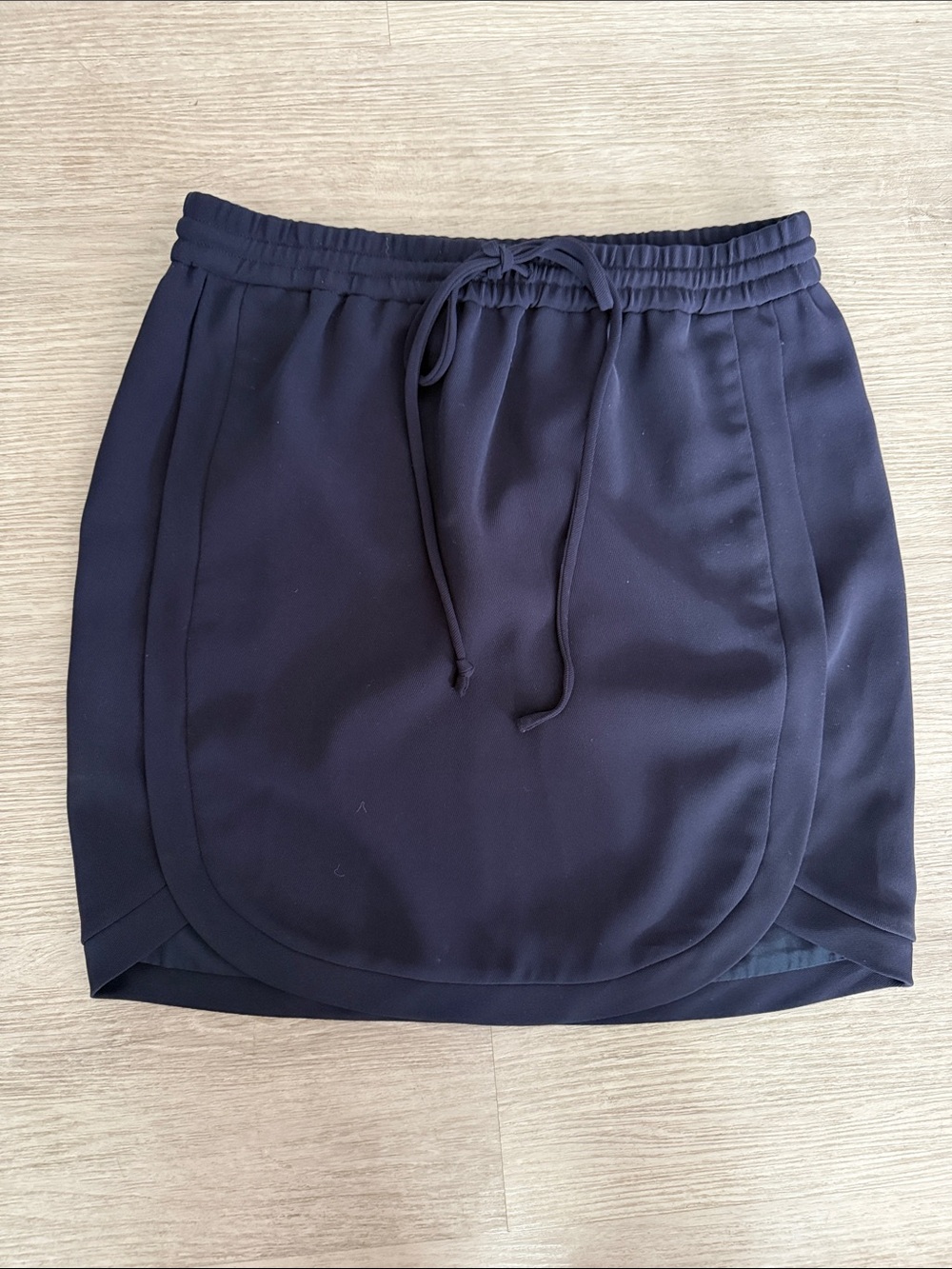 J. Crew pull on Navy Drawstring Mini Skirt with pockets